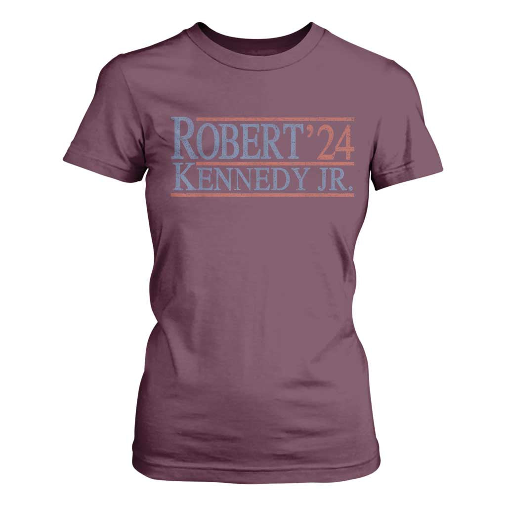 RFK Jr Kennedy 2024 T Shirt For Women Distressed Robert Kennedy Jr. 24 TS02 Maroon Print Your Wear