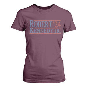 RFK Jr Kennedy 2024 T Shirt For Women Distressed Robert Kennedy Jr. 24 TS02 Maroon Print Your Wear