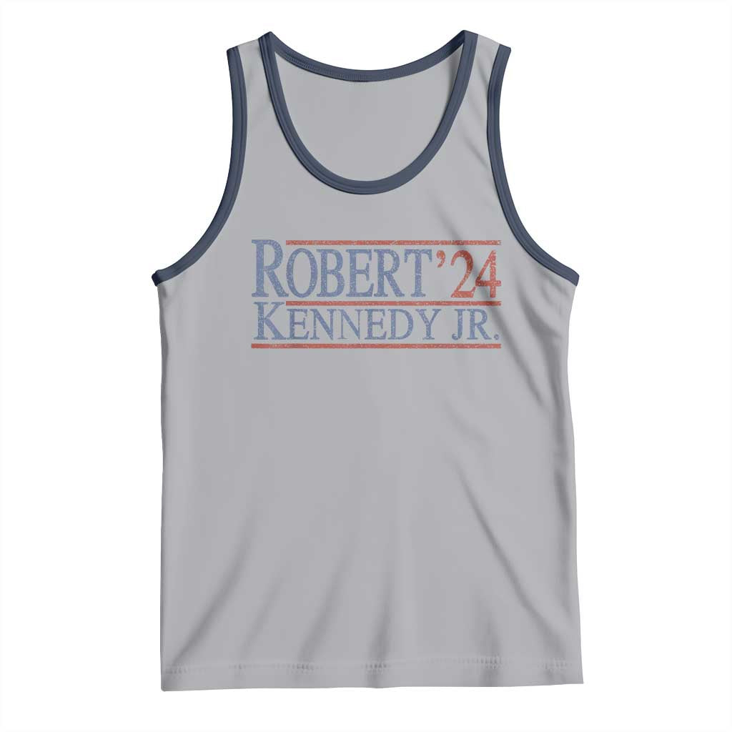 RFK Jr Kennedy 2024 Tank Top Distressed Robert Kennedy Jr. 24 TS02 Athletic Heather Navy Print Your Wear