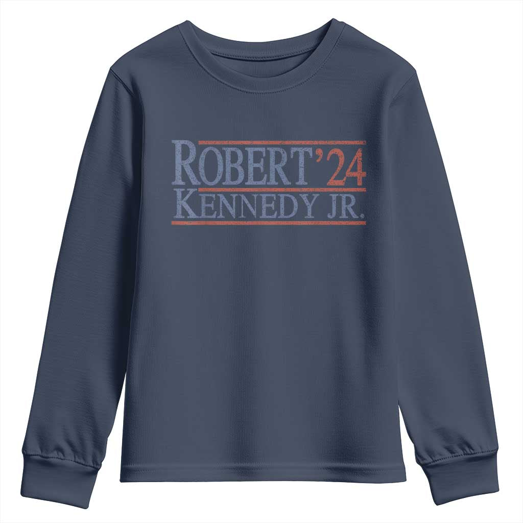 RFK Jr Kennedy 2024 Youth Sweatshirt Distressed Robert Kennedy Jr. 24 TS02 Navy Print Your Wear