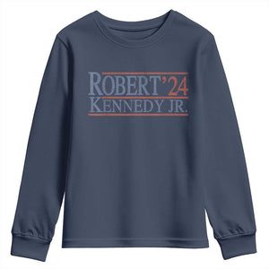 RFK Jr Kennedy 2024 Youth Sweatshirt Distressed Robert Kennedy Jr. 24 TS02 Navy Print Your Wear