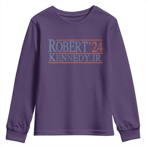 RFK Jr Kennedy 2024 Youth Sweatshirt Distressed Robert Kennedy Jr. 24 TS02 Purple Print Your Wear