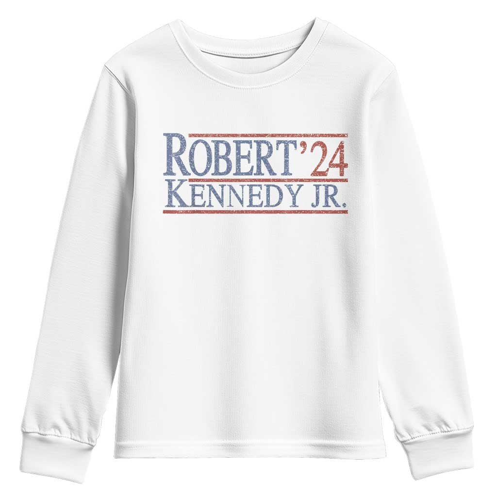 RFK Jr Kennedy 2024 Youth Sweatshirt Distressed Robert Kennedy Jr. 24 TS02 White Print Your Wear