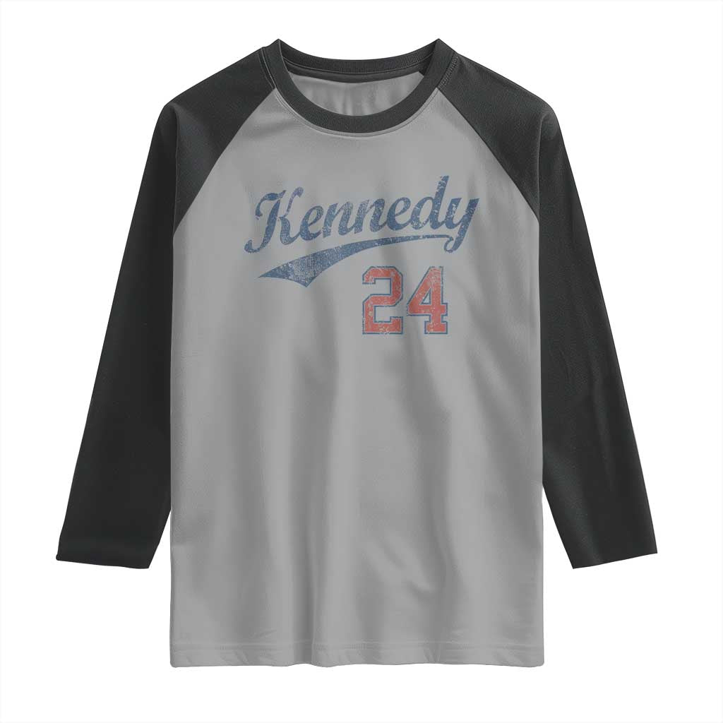 RFK Jr Kennedy 2024 Raglan Shirt Team Kennedy 24 Vintage TS02 Sport Gray Black Print Your Wear