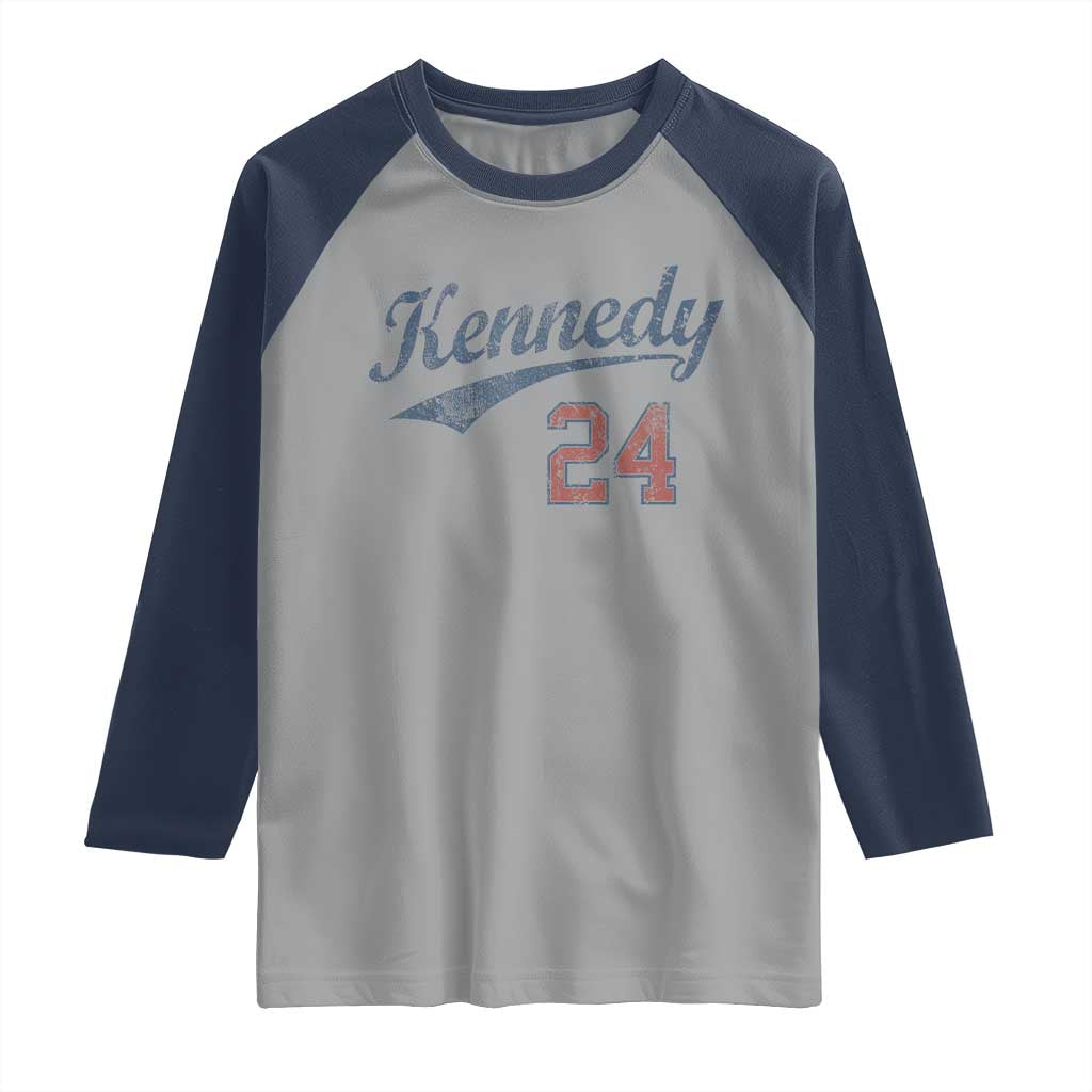 RFK Jr Kennedy 2024 Raglan Shirt Team Kennedy 24 Vintage TS02 Sport Gray Navy Print Your Wear