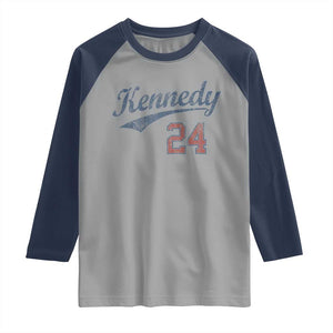 RFK Jr Kennedy 2024 Raglan Shirt Team Kennedy 24 Vintage TS02 Sport Gray Navy Print Your Wear