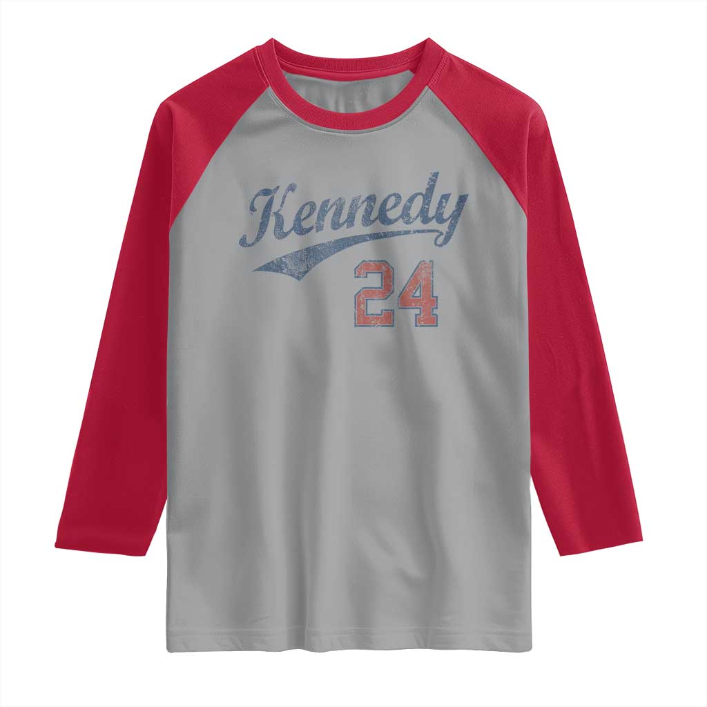 RFK Jr Kennedy 2024 Raglan Shirt Team Kennedy 24 Vintage TS02 Sport Gray Red Print Your Wear