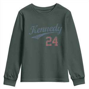 RFK Jr Kennedy 2024 Youth Sweatshirt Team Kennedy 24 Vintage TS02 Dark Forest Green Print Your Wear