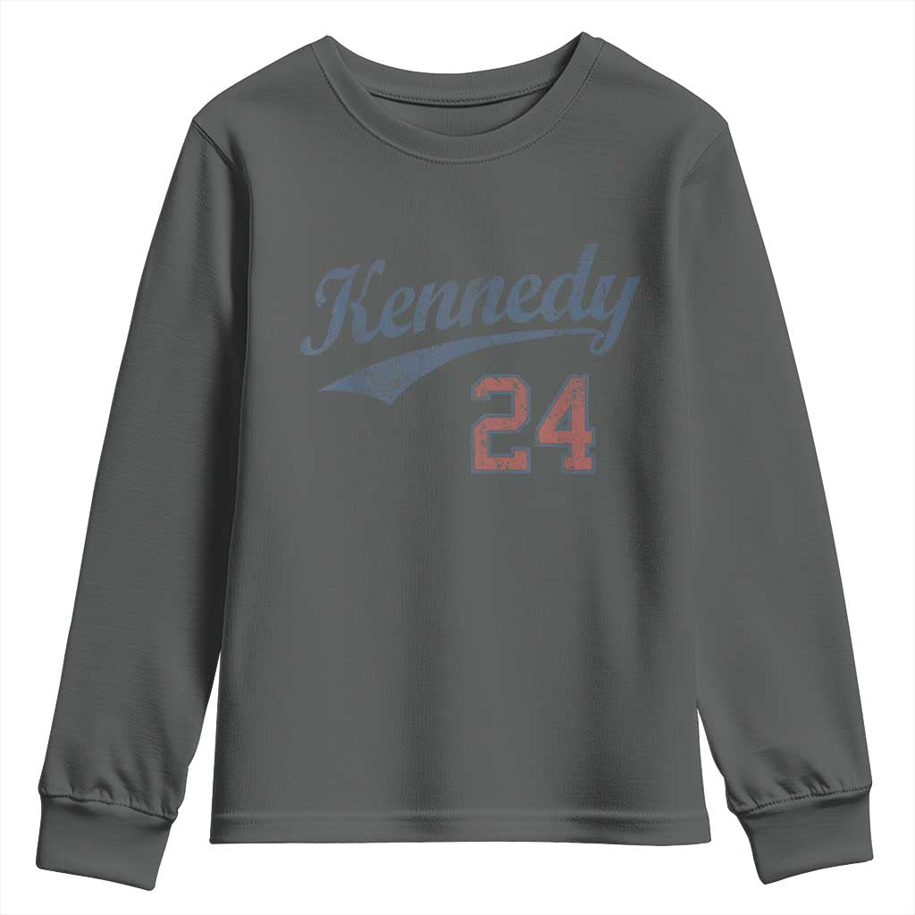 RFK Jr Kennedy 2024 Youth Sweatshirt Team Kennedy 24 Vintage TS02 Dark Heather Print Your Wear