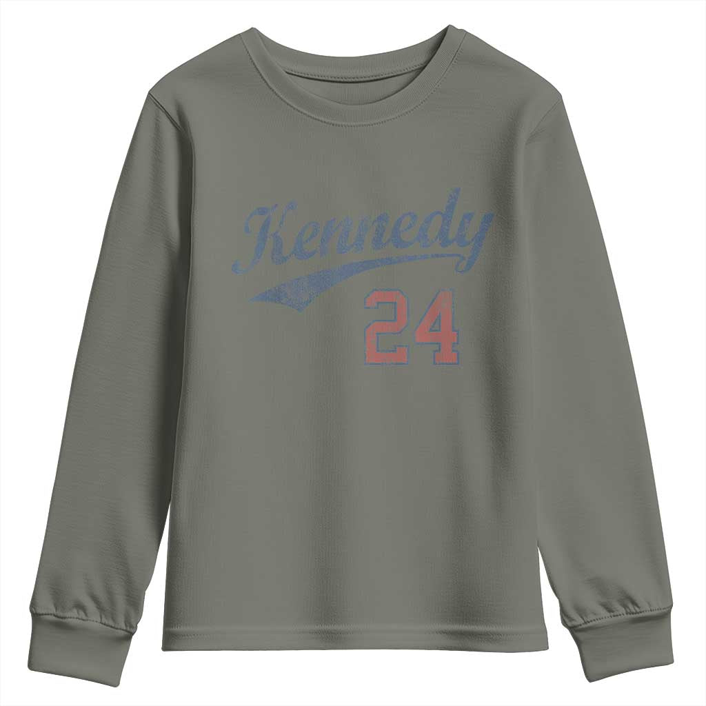 RFK Jr Kennedy 2024 Youth Sweatshirt Team Kennedy 24 Vintage TS02 Military Green Print Your Wear