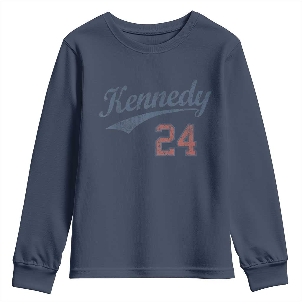 RFK Jr Kennedy 2024 Youth Sweatshirt Team Kennedy 24 Vintage TS02 Navy Print Your Wear