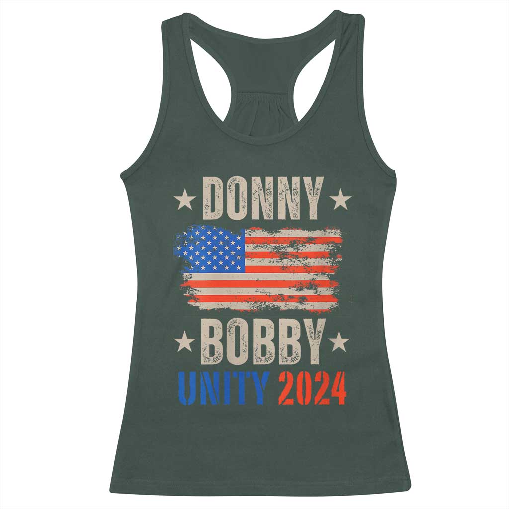 Donny Bobby 2024 Racerback Tank Top Trump and Robert Kennedy Jr. RFK Unity TS02 Dark Forest Green Print Your Wear