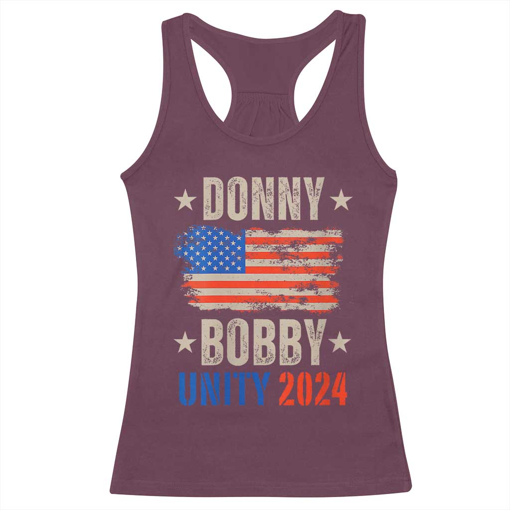 Donny Bobby 2024 Racerback Tank Top Trump and Robert Kennedy Jr. RFK Unity TS02 Maroon Print Your Wear