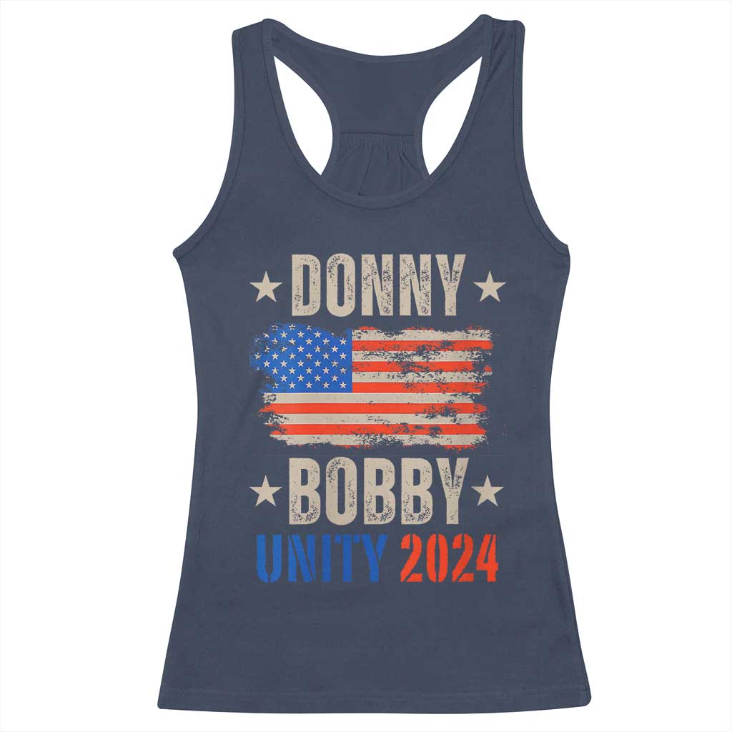 Donny Bobby 2024 Racerback Tank Top Trump and Robert Kennedy Jr. RFK Unity TS02 Navy Print Your Wear