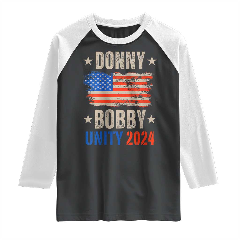 Donny Bobby 2024 Raglan Shirt Trump and Robert Kennedy Jr. RFK Unity TS02 Black White Print Your Wear