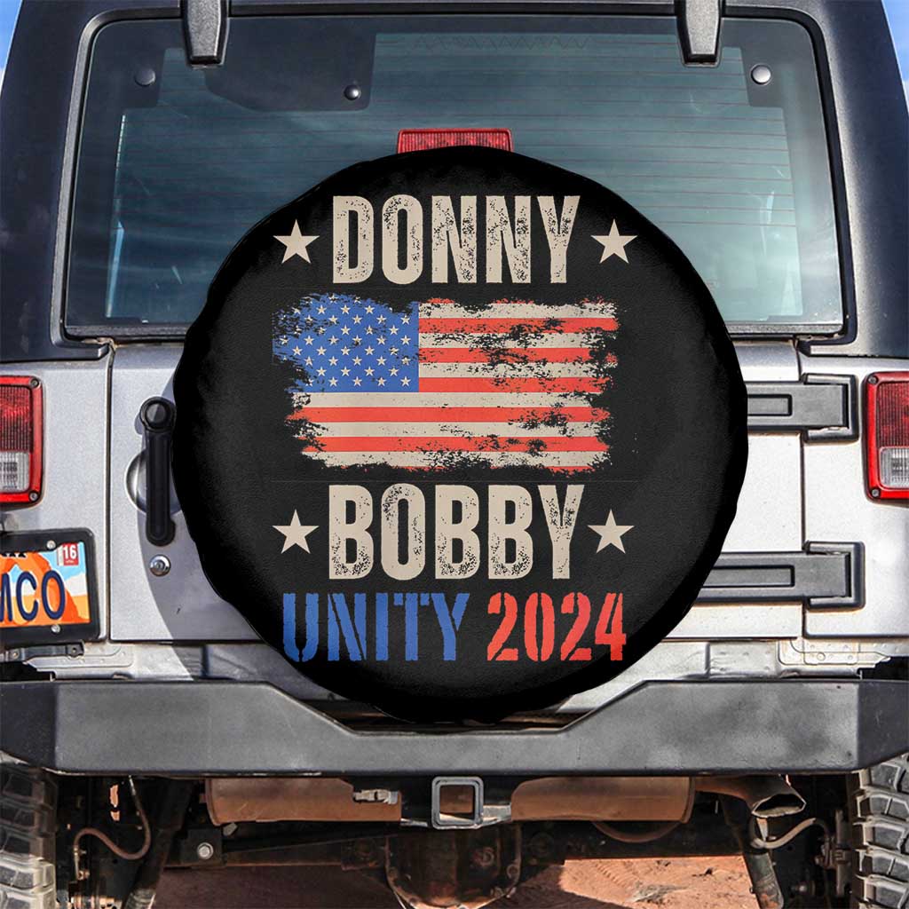 Donny Bobby 2024 Spare Tire Cover Trump and Robert Kennedy Jr. RFK Unity TS02 No hole Black Print Your Wear