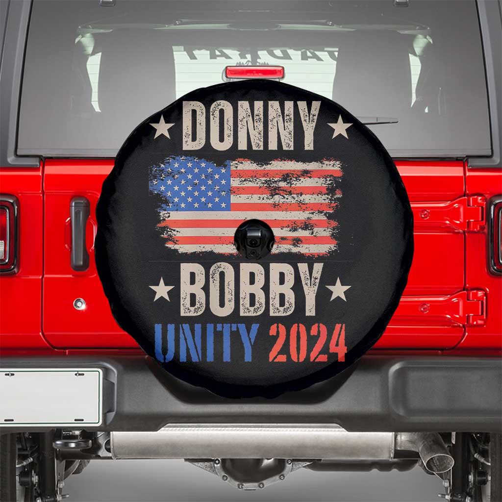 Donny Bobby 2024 Spare Tire Cover Trump and Robert Kennedy Jr. RFK Unity TS02 Black Print Your Wear