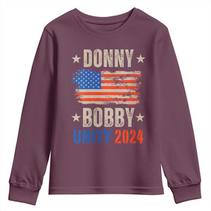 Donny Bobby 2024 Youth Sweatshirt Trump and Robert Kennedy Jr. RFK Unity TS02 Maroon Print Your Wear