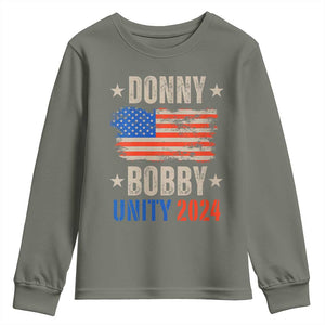 Donny Bobby 2024 Youth Sweatshirt Trump and Robert Kennedy Jr. RFK Unity TS02 Military Green Print Your Wear