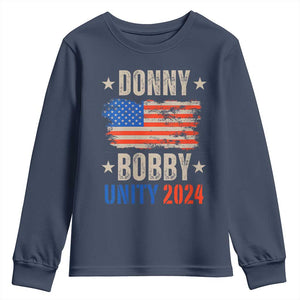 Donny Bobby 2024 Youth Sweatshirt Trump and Robert Kennedy Jr. RFK Unity TS02 Navy Print Your Wear