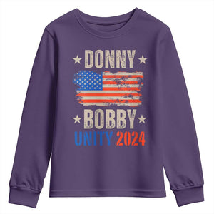 Donny Bobby 2024 Youth Sweatshirt Trump and Robert Kennedy Jr. RFK Unity TS02 Purple Print Your Wear