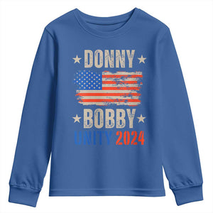 Donny Bobby 2024 Youth Sweatshirt Trump and Robert Kennedy Jr. RFK Unity TS02 Royal Blue Print Your Wear