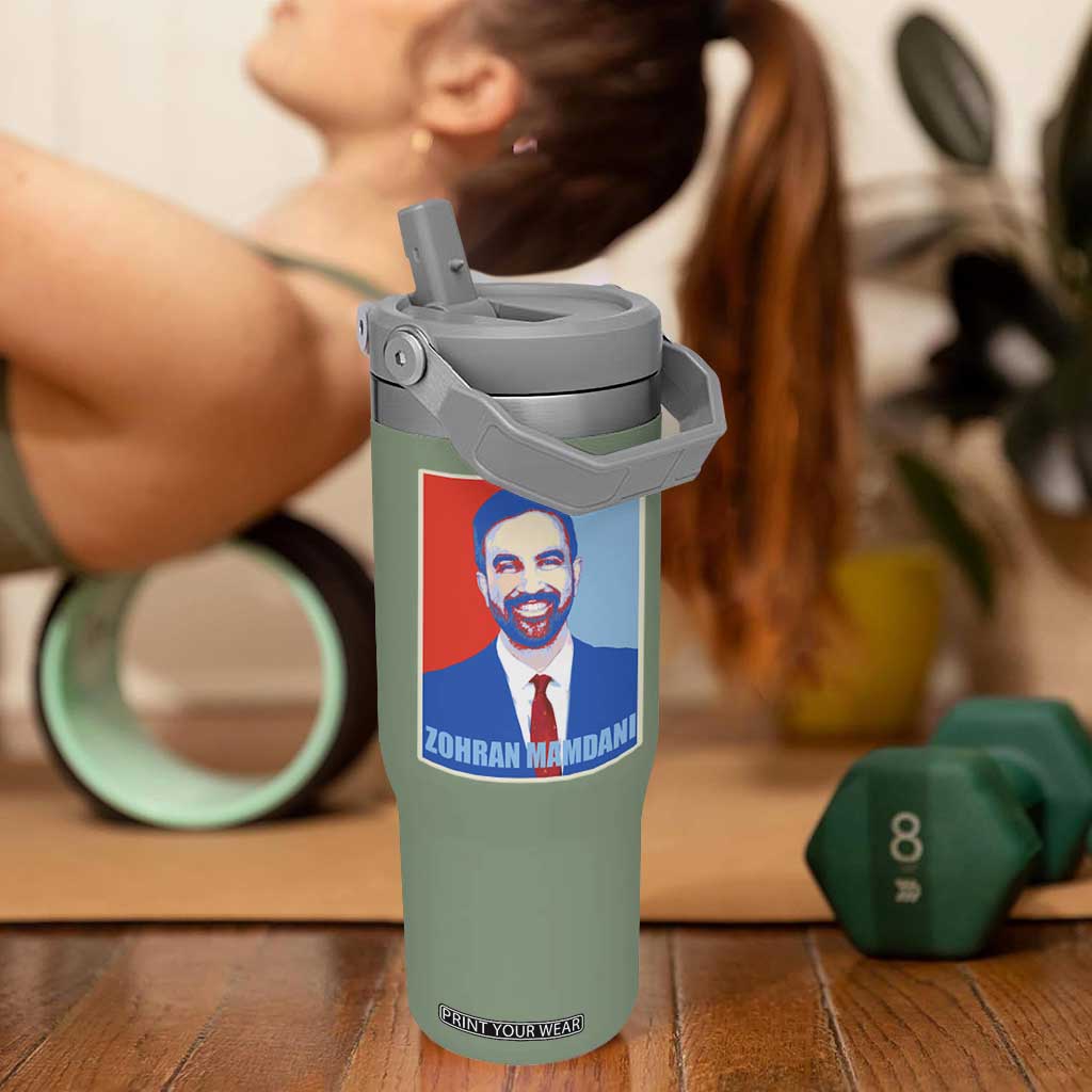 Zohran Madamni Flip Straw Tumbler for New York Mayor TS02 One Size: 30 oz Moss Green Print Your Wear