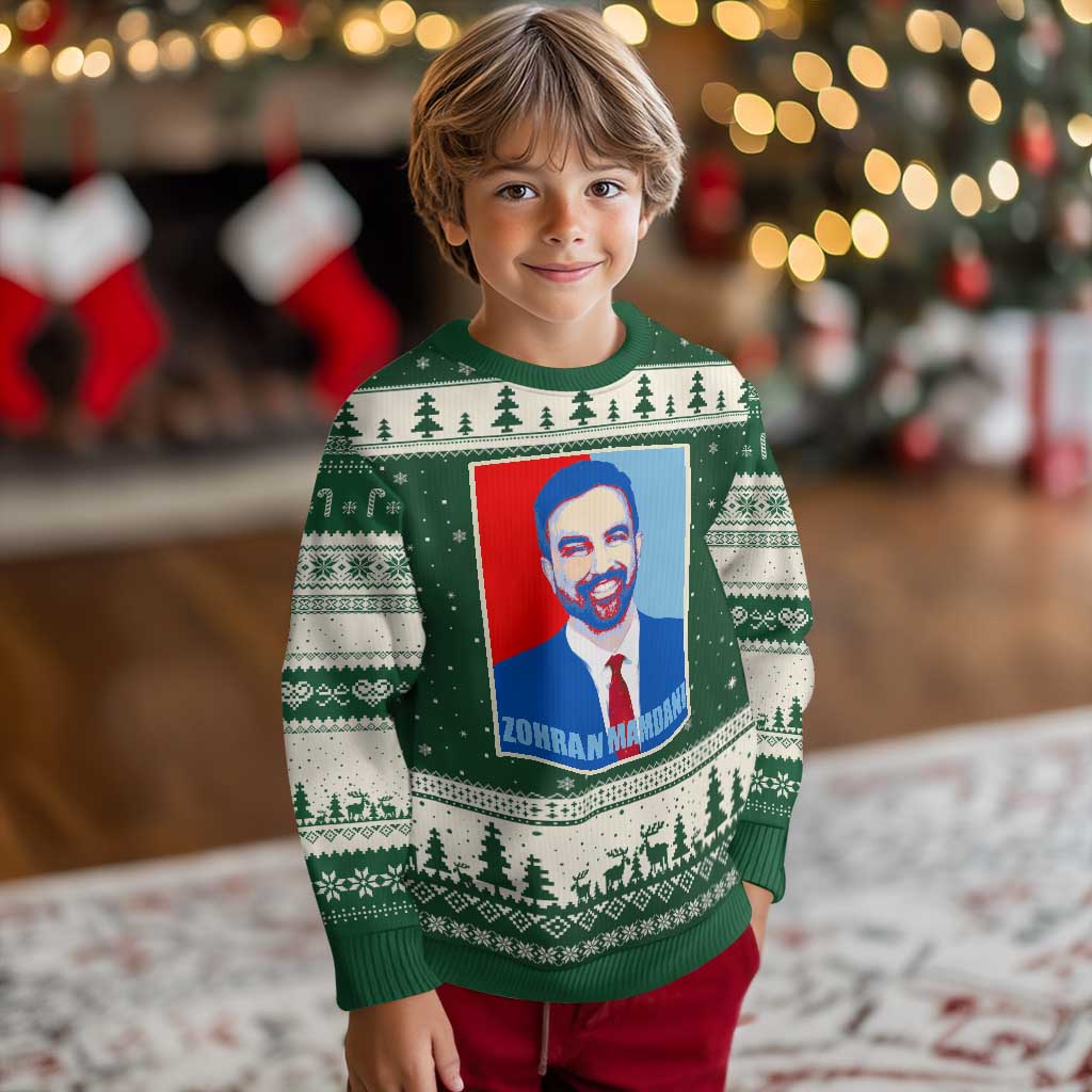 Zohran Madamni Ugly Christmas Sweater for New York Mayor TS02 Forest Green Beige Print Your Wear
