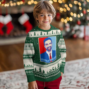 Zohran Madamni Ugly Christmas Sweater for New York Mayor TS02 Forest Green Beige Print Your Wear