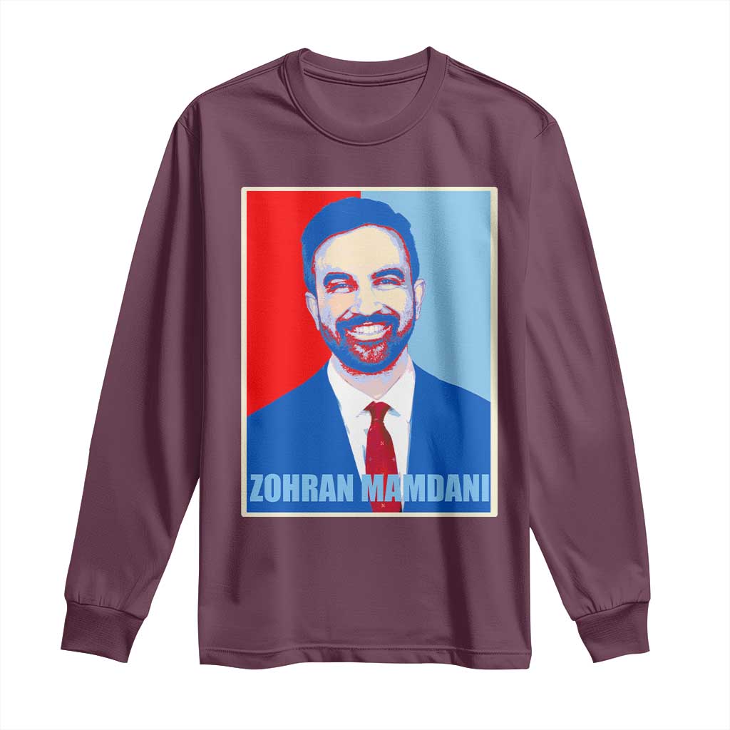 Zohran Madamni Long Sleeve Shirt for New York Mayor TS02 Maroon Print Your Wear