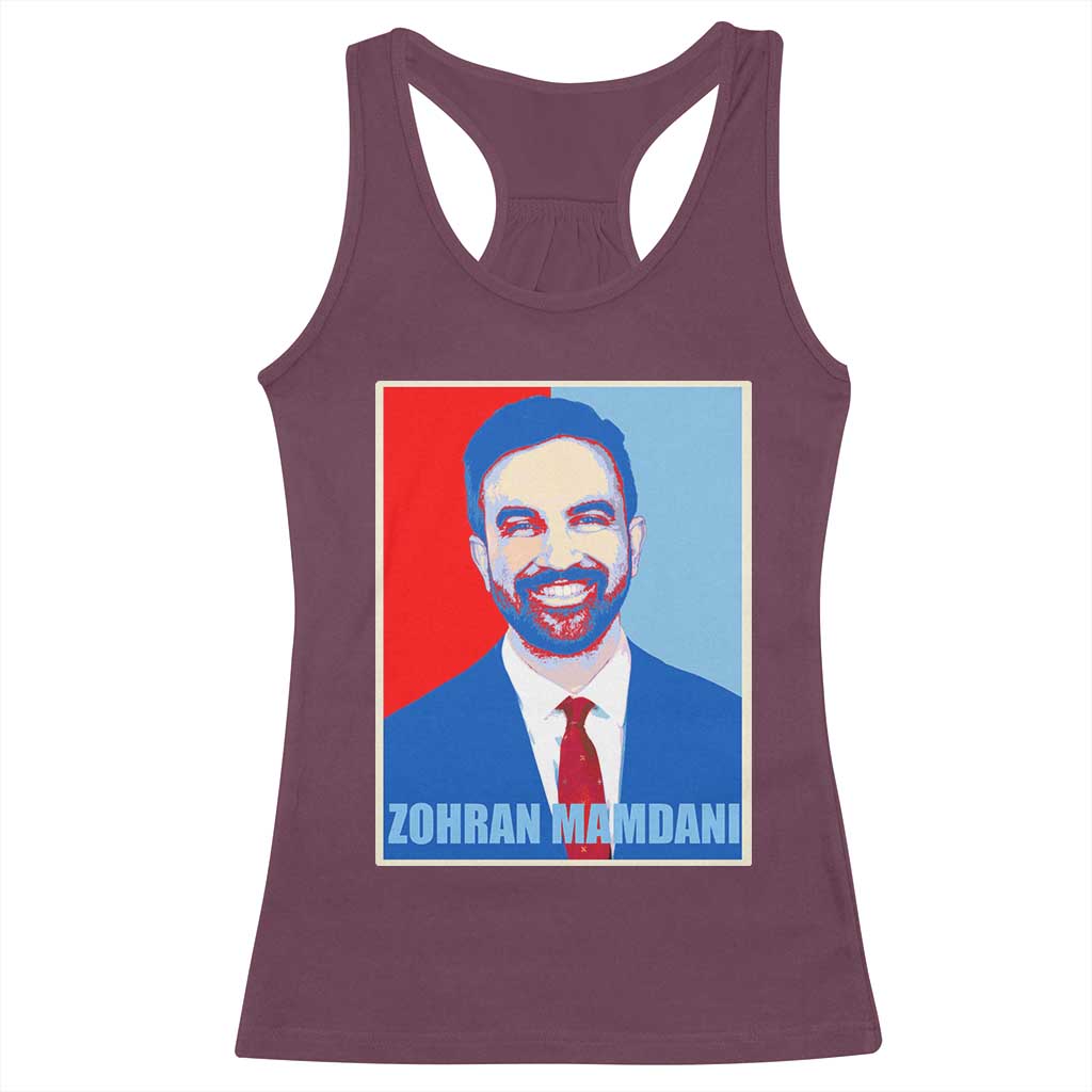 Zohran Madamni Racerback Tank Top for New York Mayor TS02 Maroon Print Your Wear
