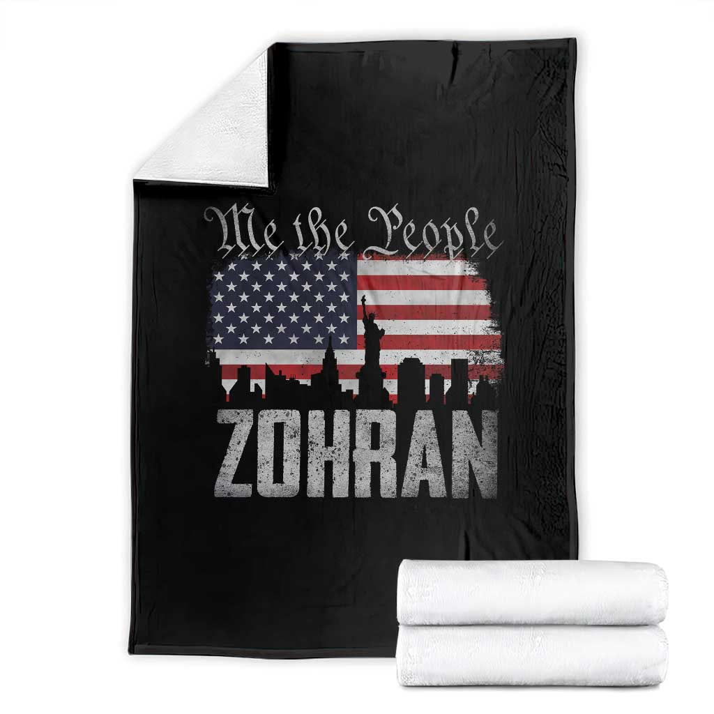 Zohran Mamdani Groovy Flowers Throw Blanket Retro Style TS02 Black Print Your Wear