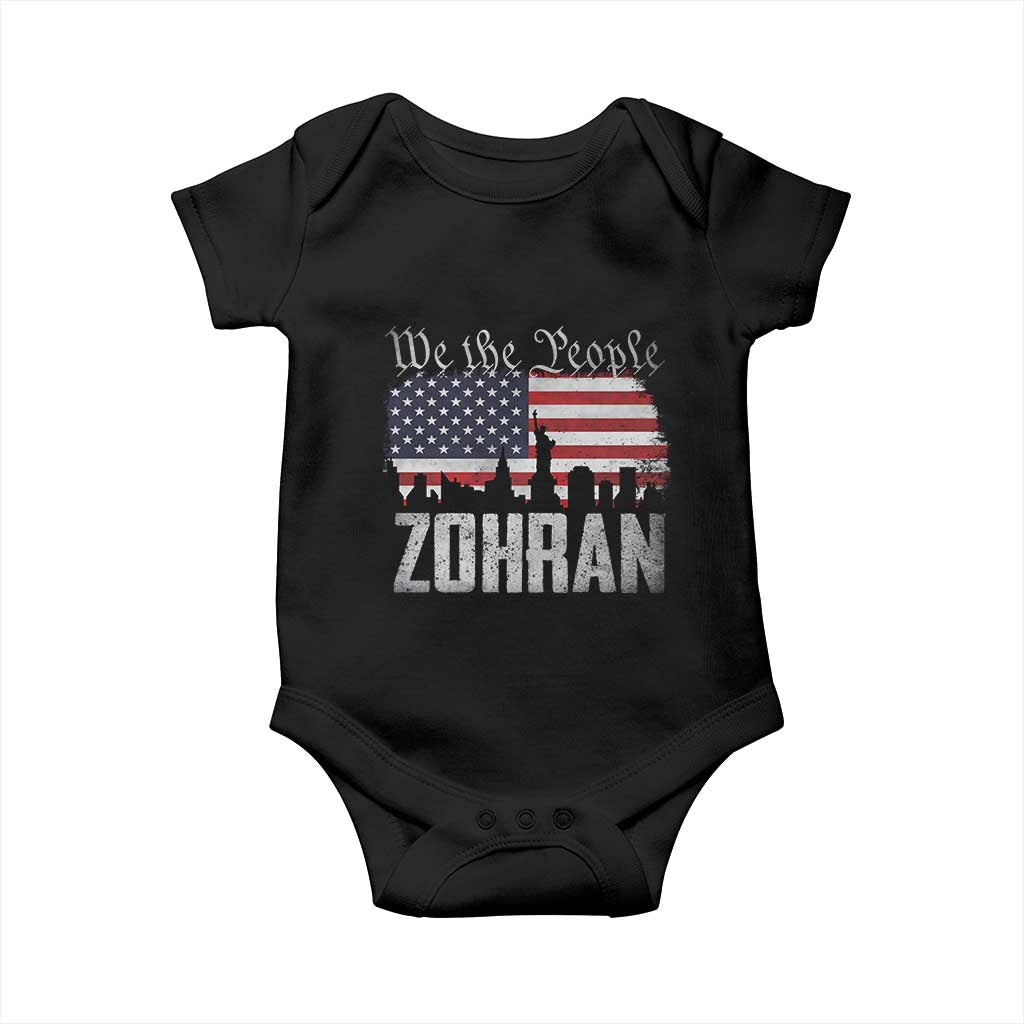 Zohran Mamdani Groovy Flowers Baby Onesie Retro Style TS02 Black Print Your Wear