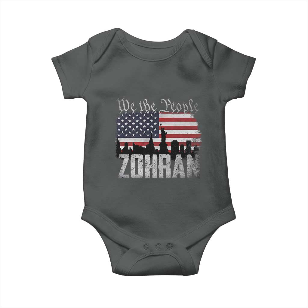 Zohran Mamdani Groovy Flowers Baby Onesie Retro Style TS02 Dark Heather Print Your Wear