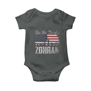 Zohran Mamdani Groovy Flowers Baby Onesie Retro Style TS02 Dark Heather Print Your Wear