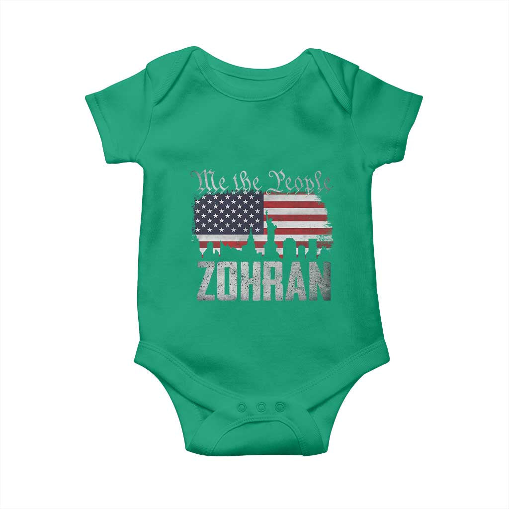 Zohran Mamdani Groovy Flowers Baby Onesie Retro Style TS02 Irish Green Print Your Wear