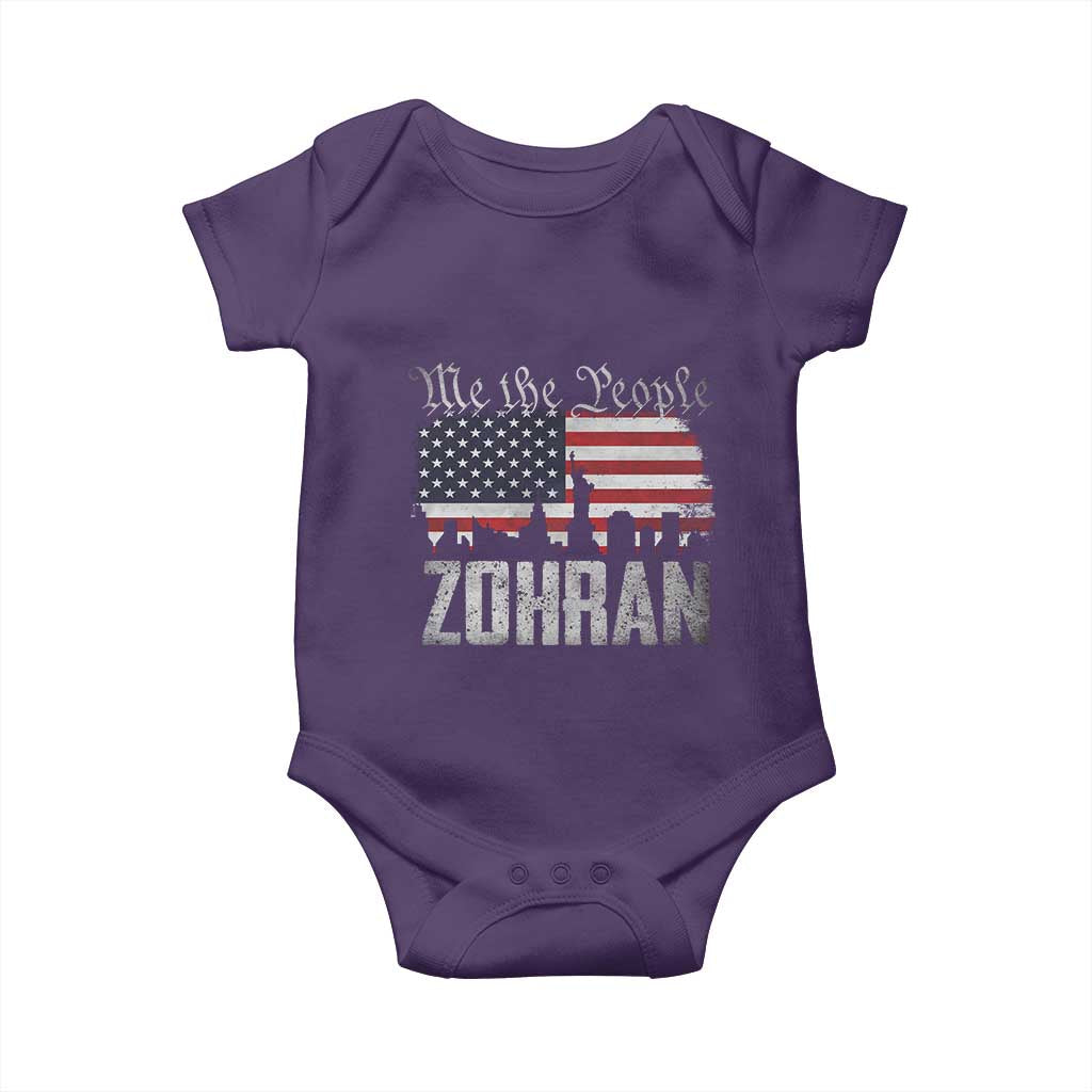 Zohran Mamdani Groovy Flowers Baby Onesie Retro Style TS02 Purple Print Your Wear