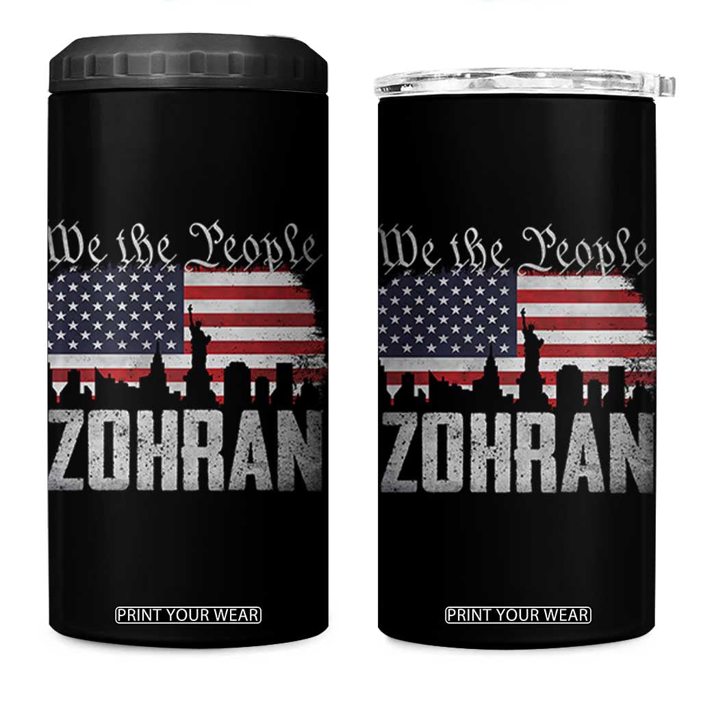 Zohran Mamdani Groovy Flowers 4 in 1 Can Cooler Tumbler Retro Style TS02 One Size: 16 oz Black Print Your Wear