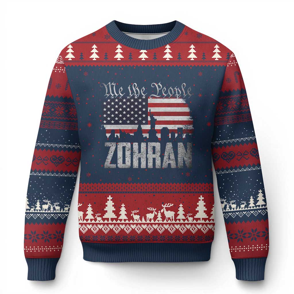 Zohran Mamdani Groovy Flowers Ugly Christmas Sweater Retro Style TS02 Navy Red Print Your Wear