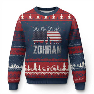 Zohran Mamdani Groovy Flowers Ugly Christmas Sweater Retro Style TS02 Navy Red Print Your Wear
