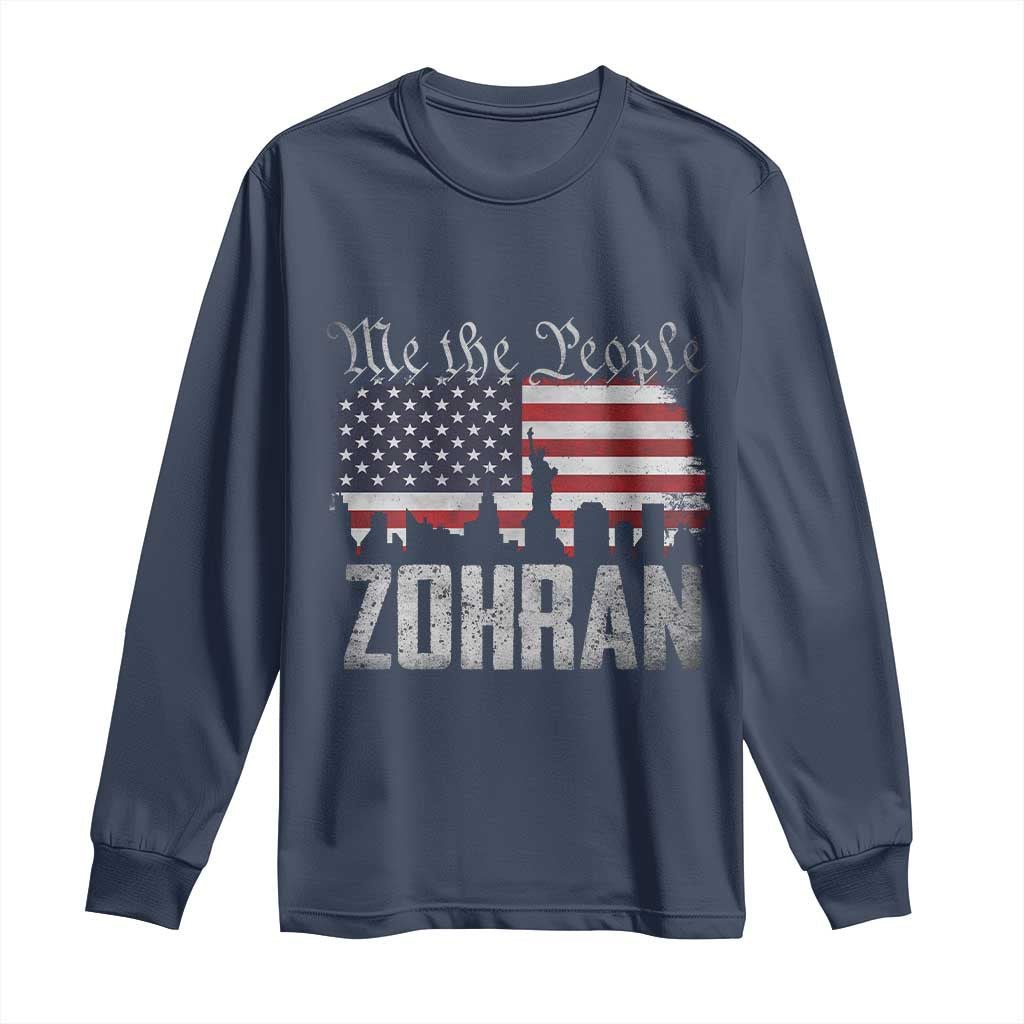 Zohran Mamdani Groovy Flowers Long Sleeve Shirt Retro Style TS02 Navy Print Your Wear