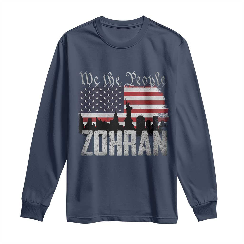 Zohran Mamdani Groovy Flowers Long Sleeve Shirt Retro Style TS02 Navy Print Your Wear