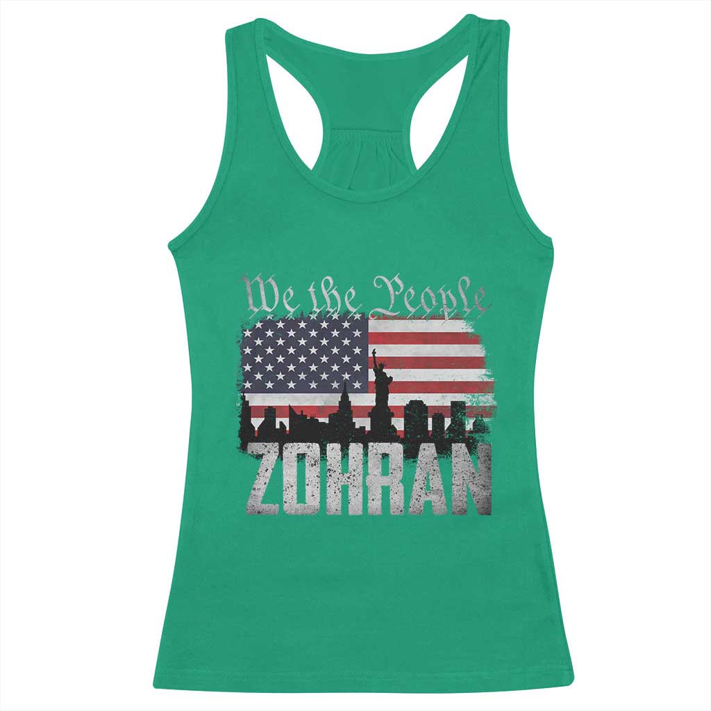 Zohran Mamdani Groovy Flowers Racerback Tank Top Retro Style TS02 Irish Green Print Your Wear