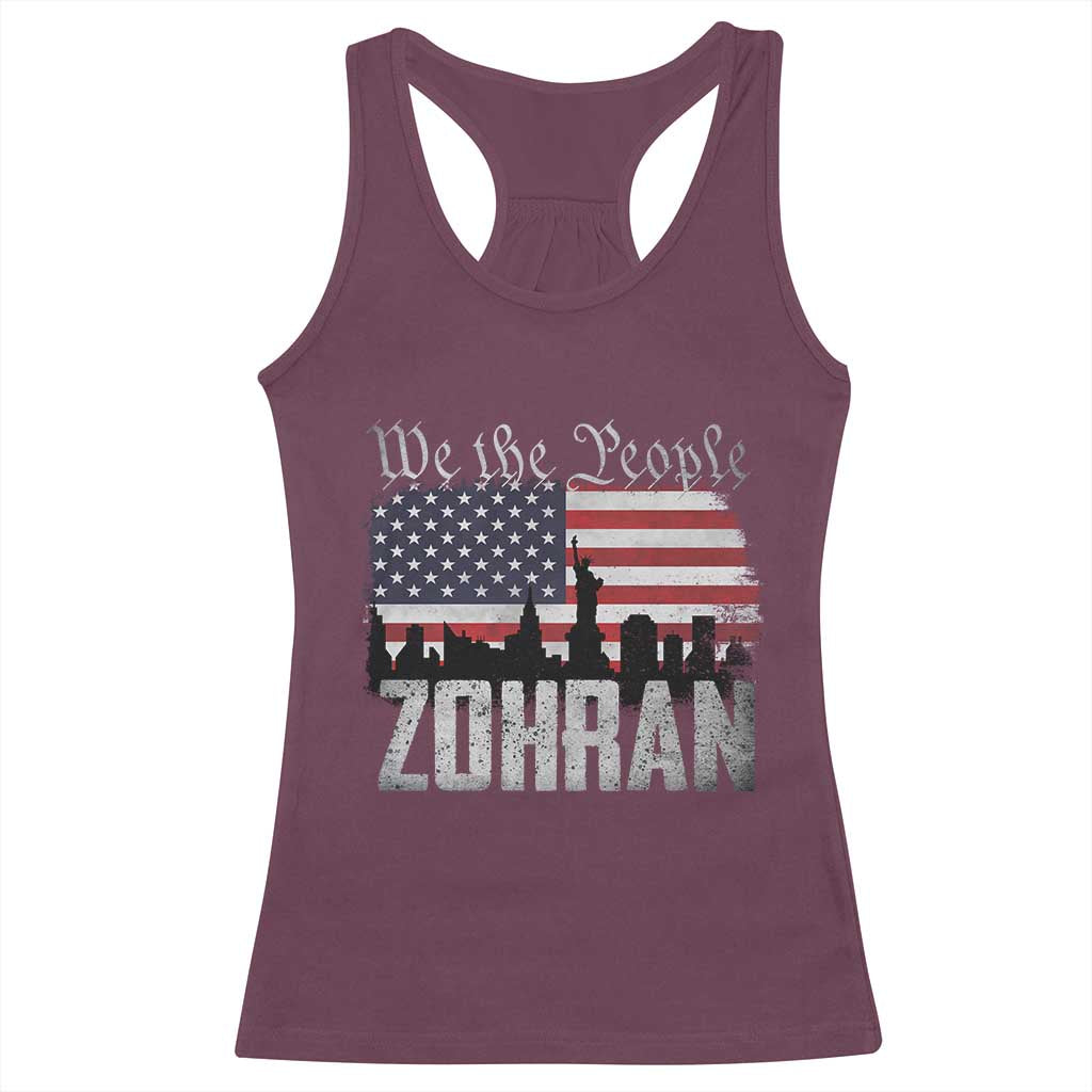 Zohran Mamdani Groovy Flowers Racerback Tank Top Retro Style TS02 Maroon Print Your Wear