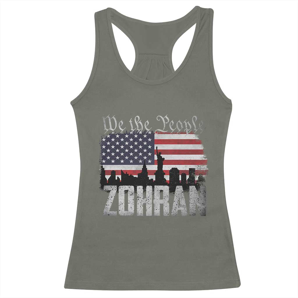 Zohran Mamdani Groovy Flowers Racerback Tank Top Retro Style TS02 Military Green Print Your Wear