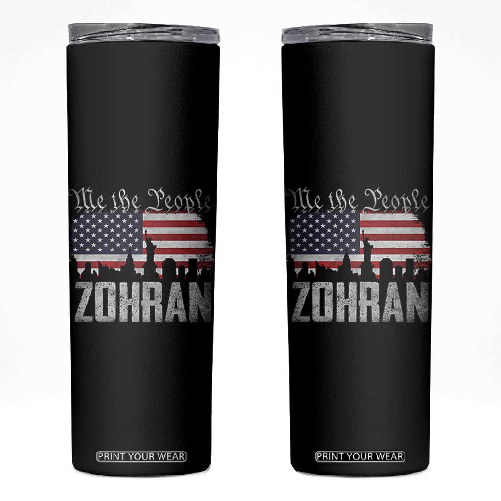 Zohran Mamdani Groovy Flowers Skinny Tumbler Retro Style TS02 Black Print Your Wear
