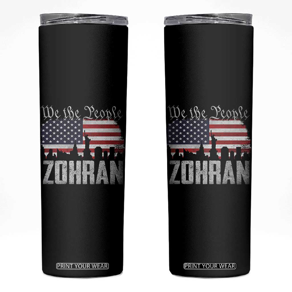 Zohran Mamdani Groovy Flowers Skinny Tumbler Retro Style TS02 Black Print Your Wear