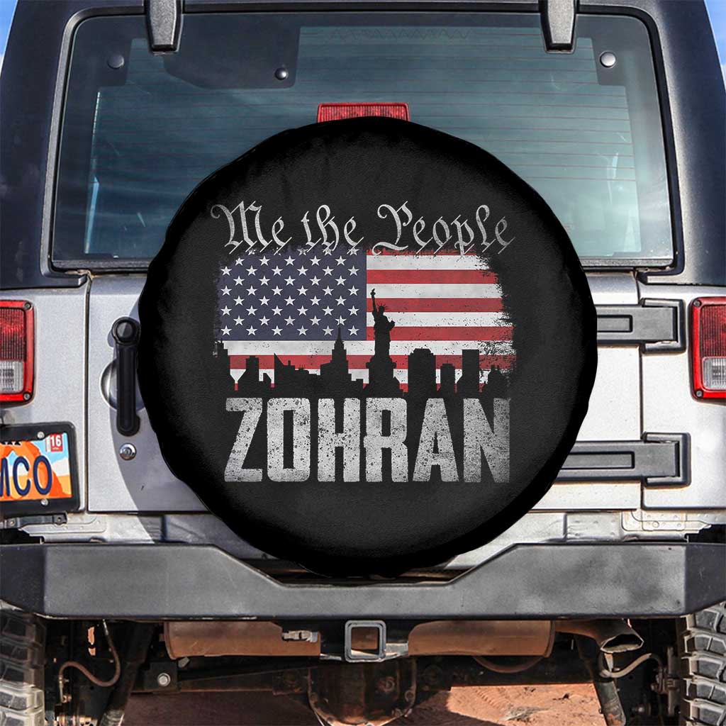 Zohran Mamdani Groovy Flowers Spare Tire Cover Retro Style TS02 No hole Black Print Your Wear