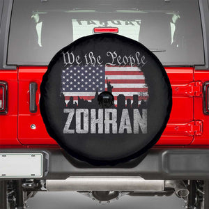Zohran Mamdani Groovy Flowers Spare Tire Cover Retro Style TS02 Black Print Your Wear