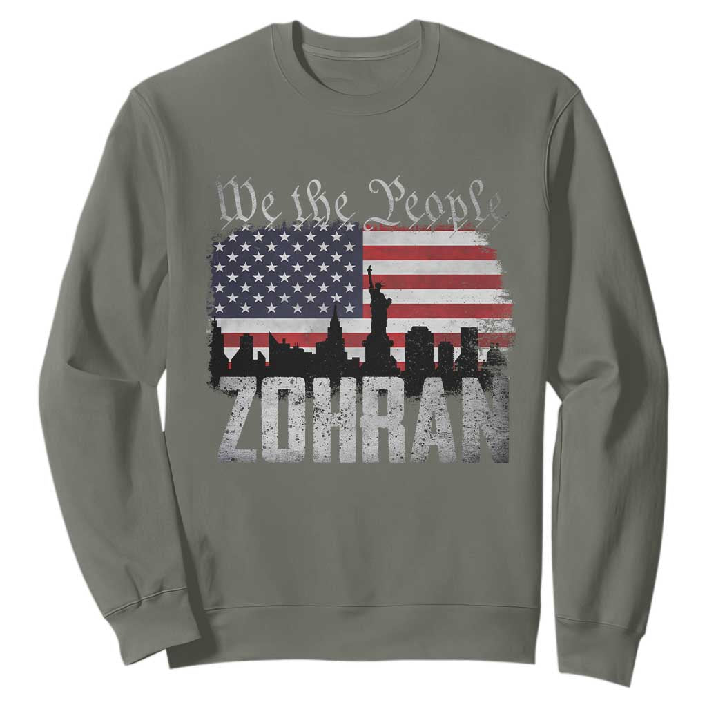 Zohran Mamdani Groovy Flowers Sweatshirt Retro Style TS02 Military Green Print Your Wear